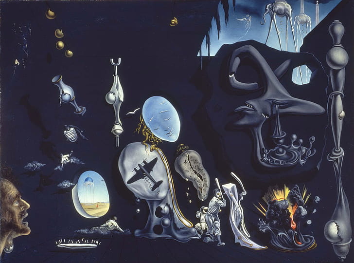 surealisme, gambar, Salvador Dali, Atomic Melancholy, Wallpaper HD