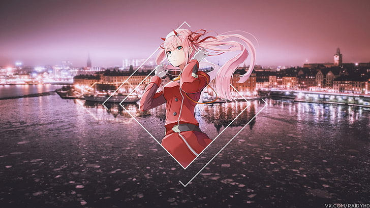 anime, anime girls, picture-in-picture, Darling in the FranXX, Zero Two (Darling in the FranXX), Sfondo HD