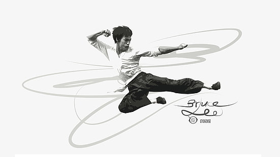 bruce lee, kung fu, karya seni, aktor, Men, Wallpaper HD HD wallpaper