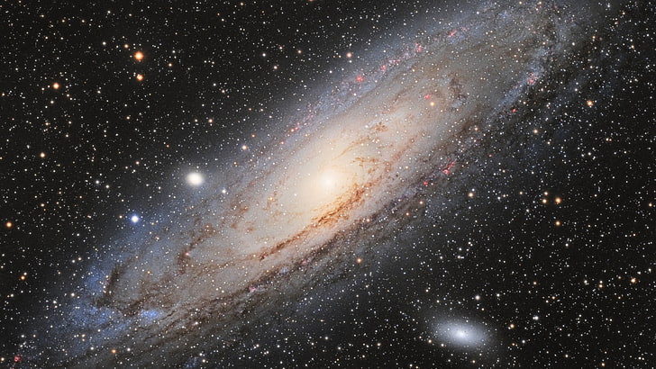 ilustracja galaktyki, przestrzeń, galaktyka, galaktyka spiralna, planeta, wszechświat, Messier 31, Tapety HD