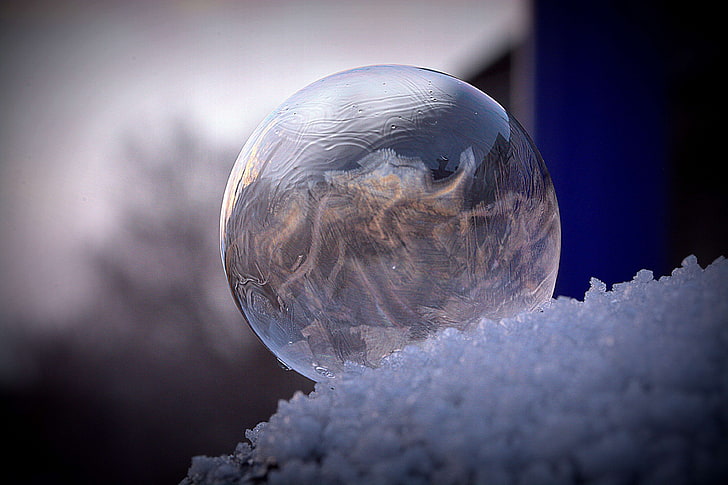 ball, bubble, cold, eiskristalle, ze, frost, frost blister, frost globe, frosted soap bubble, frozen, frozen bubble, pattern, snow, soap bubble, structure, wintry, HD wallpaper