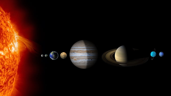 планета, астрономически обект, космическо пространство, космос, вселена, планети, планетарна система, слънчева система, орбита, слънце, 8k, 8k uhd, HD тапет