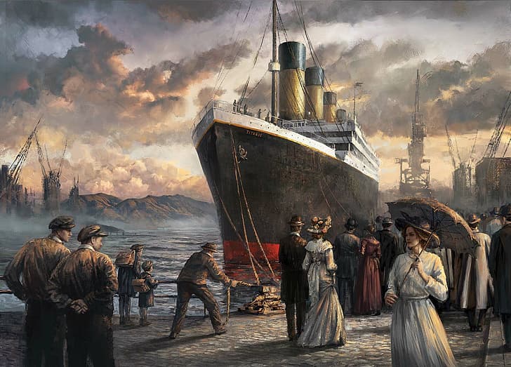 konstverk, historia, fartyg, fordon, Titanic, HD tapet