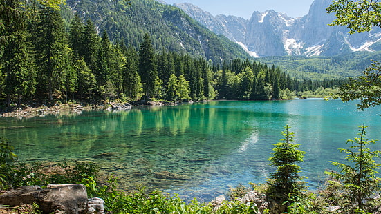 8k горное озеро пейзаж картина, HD обои HD wallpaper