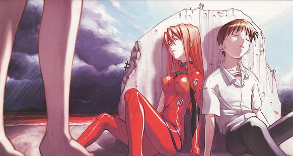 Evangelion Asuka, Neon Genesis-Evangelion, Asuka Langley Soryu, Ikari Shinji, HD-Hintergrundbild HD wallpaper