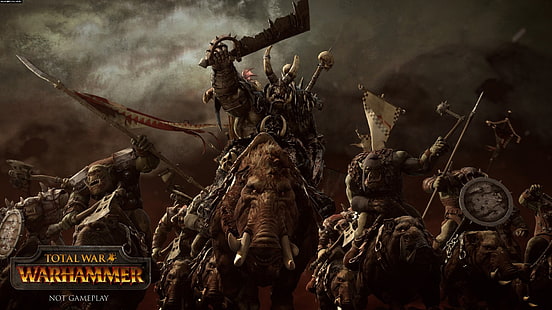 Plakat z gry Total War Warhammer, Warhammer, Total War: Warhammer, orkowie, Tapety HD HD wallpaper