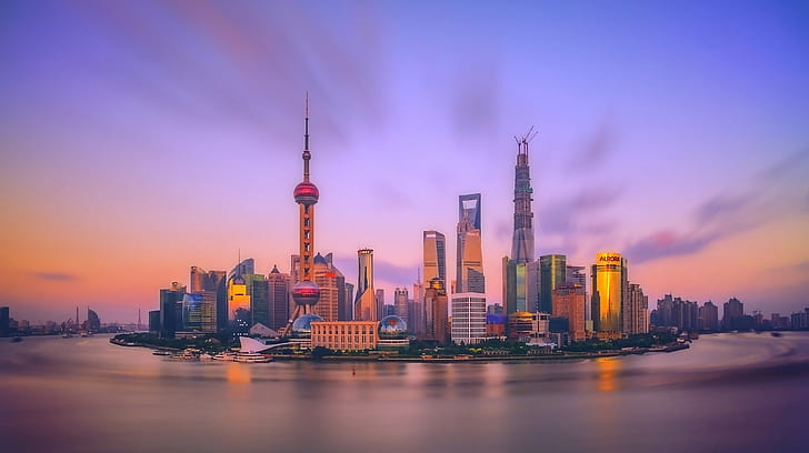 Villes, Shanghai, Chine, Huangpu, Pudong, Fond d'écran HD