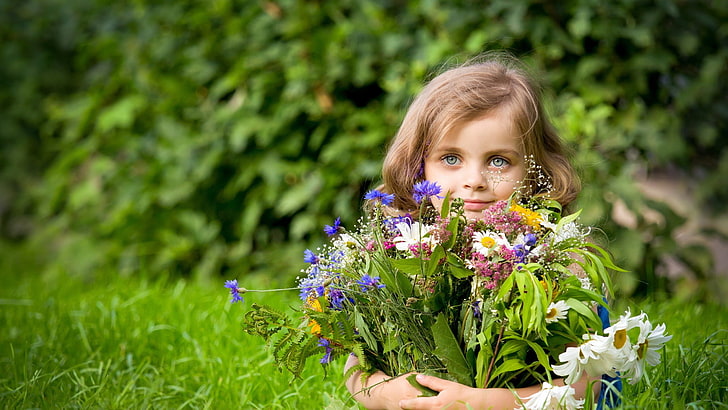 weißer, roter und blauer Blumenstrauß, Kinder, HD-Hintergrundbild