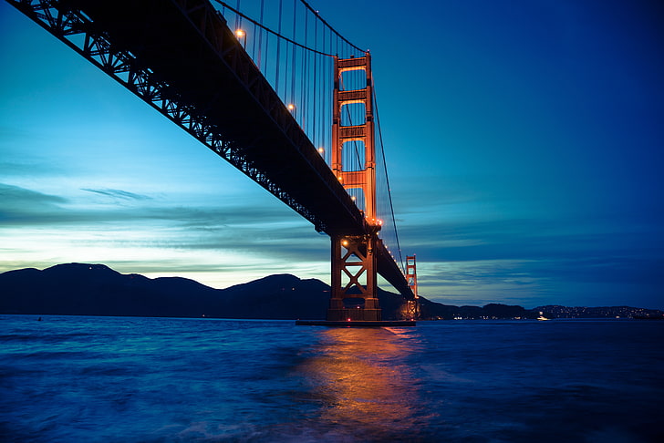 8K, 4K, USA, California, Sunset, Golden Gate Bridge, San Francisco, HD wallpaper