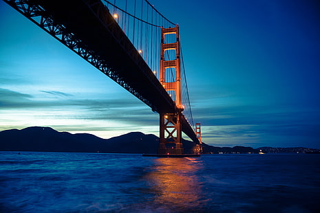 8K ، 4K ، الولايات المتحدة الأمريكية ، كاليفورنيا ، غروب الشمس ، جسر البوابة الذهبية ، سان فرانسيسكو، خلفية HD HD wallpaper