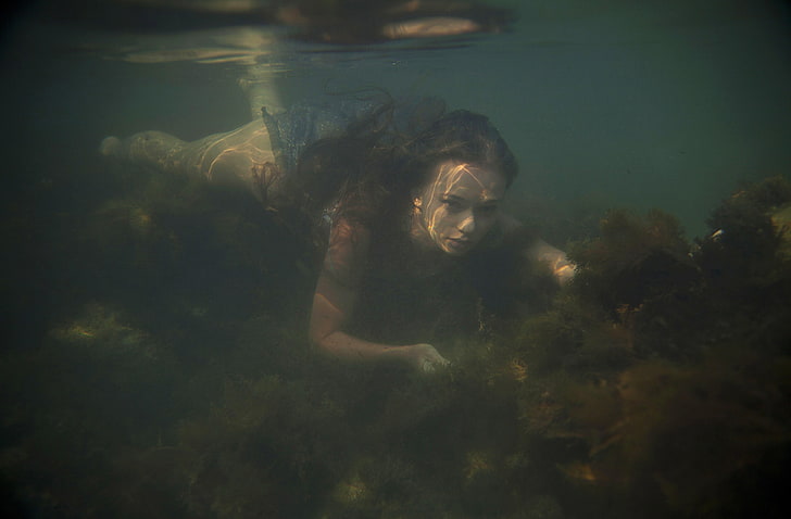 underwater, swimming, women, Milena D, HD wallpaper