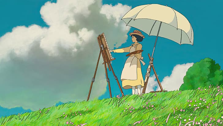 Studio Ghibli, doğa, manzara, Rüzgar yükselir, renkli, anime, anime kızlar, gökyüzü, HD masaüstü duvar kağıdı