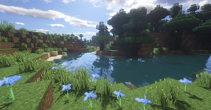 Minecraft, природни пейзажи, HD тапет