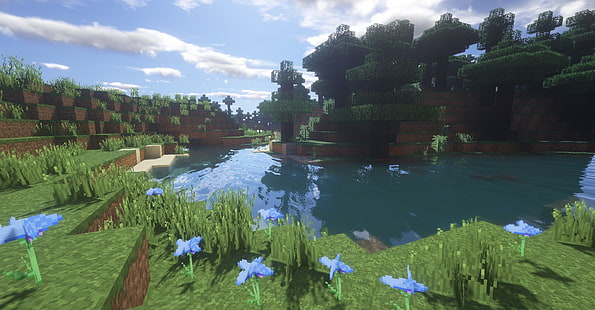 Minecraft, paisajes naturales, Fondo de pantalla HD HD wallpaper