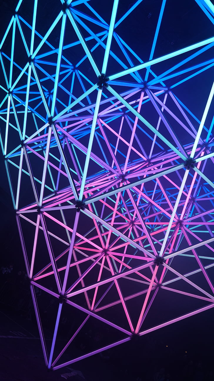 Struktura, trójkąty, neon, AMOLED, 4K, Tapety HD, tapety na telefon