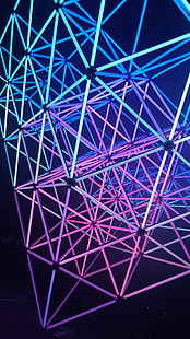 Треугольники, AMOLED, Структура, 4K, Неон, HD обои HD wallpaper
