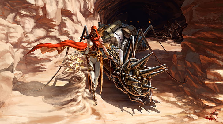 Art Arachne wallpaper, sand, girl, monster, being, art, ant, spikes, MAG, cave, Luggage, HD wallpaper