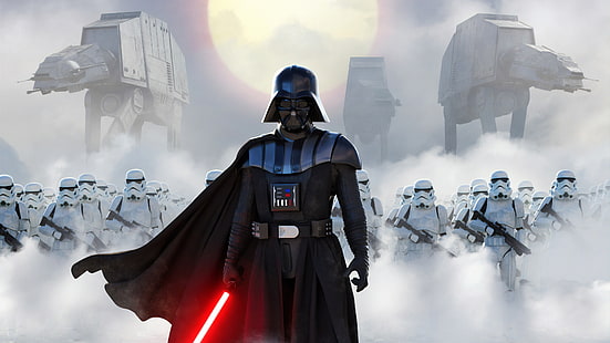 Star Wars, AT-AT Walker, Darth Vader, Lightsaber, สตอร์มทรูปเปอร์, วอลล์เปเปอร์ HD HD wallpaper