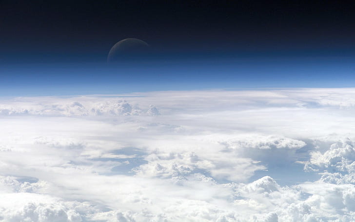 Atmosfera, nuvole bianche, atmosfera, spazio e pianeta, Sfondo HD