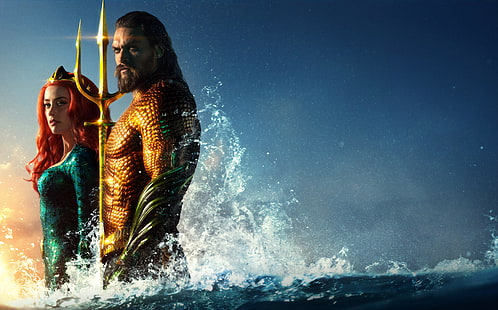ภาพยนตร์, Aquaman, Amber Heard, Aquaman (ภาพยนตร์), Arthur Curry, การ์ตูนดีซี, Jason Momoa, Mera (การ์ตูนดีซี), วอลล์เปเปอร์ HD HD wallpaper