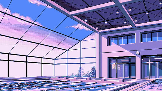 1920x1080 px Pixel Art swimming Pool window Art Touhou HD Art , window, swimming pool, pixel art, 1920x1080 px, HD wallpaper HD wallpaper