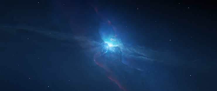 ultraweit, blau, raum, HD-Hintergrundbild HD wallpaper