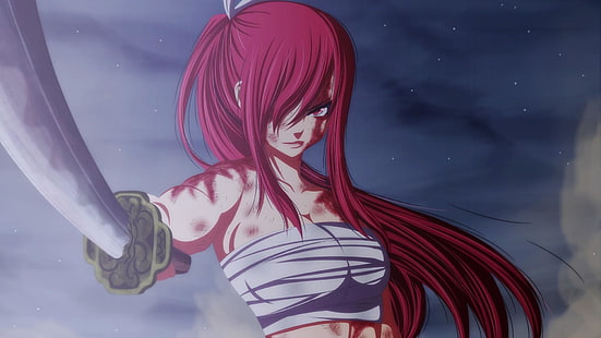 fairy tail, erza scarlet, miecz, anime, Tapety HD HD wallpaper
