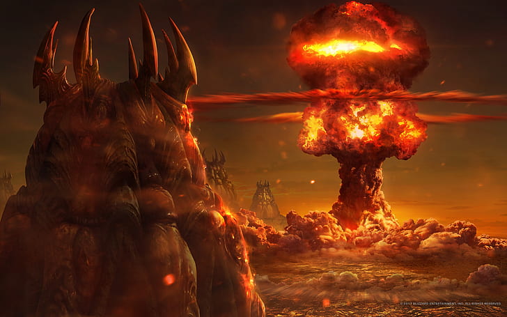 the explosion, fire, starcraft, nuclear, Zerg, strategy, lose, zergs, remastered, HD wallpaper