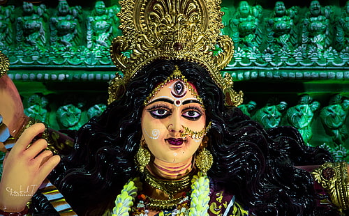 Maa Durga, posąg bogini Durgi, Azja, Indie, festiwal, durga pudża, bóg, Tapety HD HD wallpaper