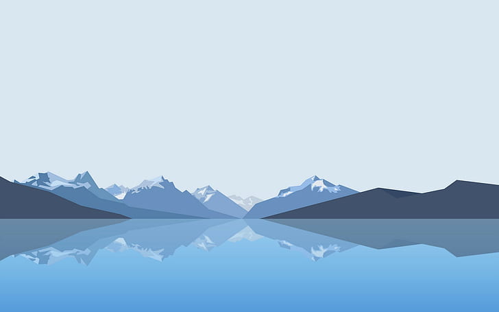 lago montaña reflejo minimalismo, Fondo de pantalla HD