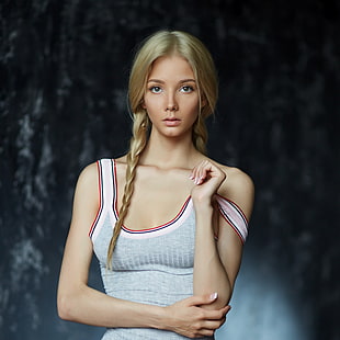 bröst, hår, flicka, Dmitry Lobanov, Katerina Shiryaeva, HD tapet HD wallpaper