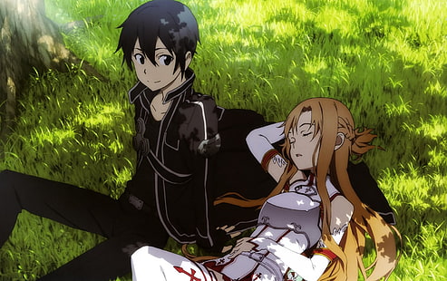 zwei Anime Charakter Tapete, Schwert Art Online, Asuna Yuuki, Kirito (Schwert Art Online), HD-Hintergrundbild HD wallpaper
