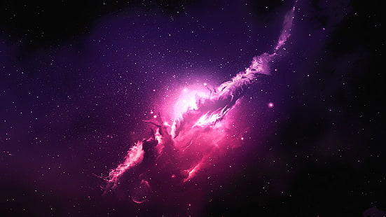 Розово, Звезди, 4K, Мъглявина, Галактика, HD тапет HD wallpaper