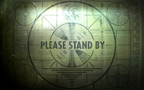 Silakan Stand By ilustrasi, Fallout 3, pola pengujian, Fallout, vintage, video game, Wallpaper HD HD wallpaper