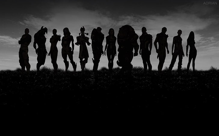 foto silhouette gruppo di persone, Mass Effect 2, Sfondo HD