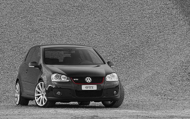 Volkswagen Golf GTI, volkswagen GTI hitam, mobil, 2560x1600, volkswagen, volkswagen golf, Wallpaper HD