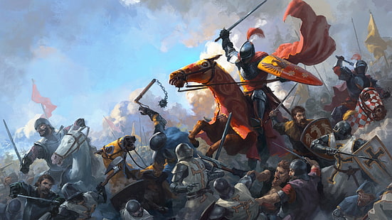 Fantasie, Ritter, Rüstung, Schlacht, Pferd, Schwert, Krieger, HD-Hintergrundbild HD wallpaper