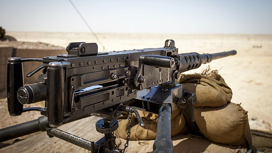 black machine gun, M2, Browning, .50, machine gun, M2HB, M2A1, ammunition, bullets, HD wallpaper HD wallpaper