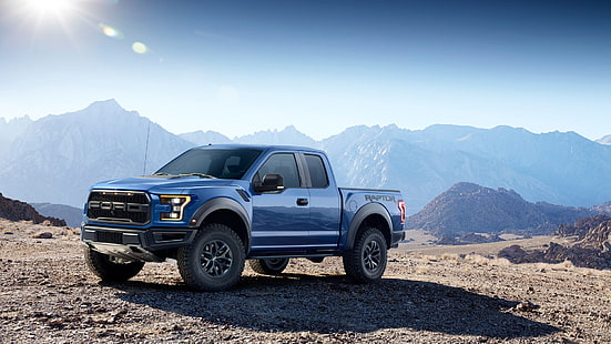 Ford f-150, raptor, kamyonet, araba, mavi araba, Ford, araç, HD masaüstü duvar kağıdı HD wallpaper