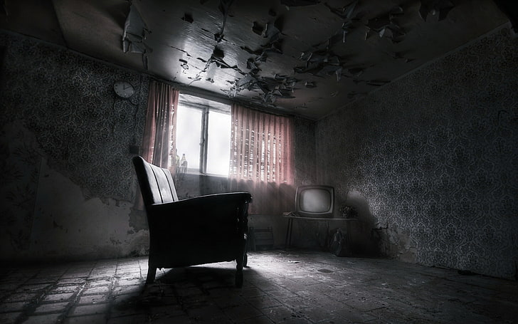 casa abandonada, horror, oscuro, muebles, fantasía, Fondo de pantalla HD