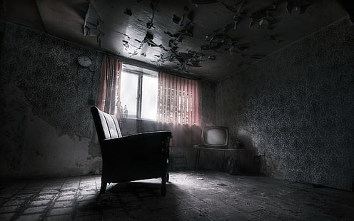 casa abandonada, horror, oscuro, muebles, fantasía, Fondo de pantalla HD HD wallpaper
