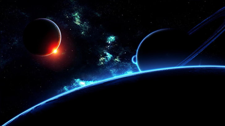 outer space illustration, planet, universe, galaxy, stars, flash, HD wallpaper