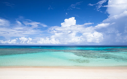 Остров Hateruma Япония-океан пейзаж HD тапет, бели облаци, HD тапет HD wallpaper