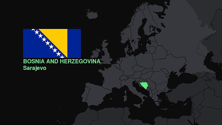 Bósnia e Herzegovina, Europa, bandeira, mapa, HD papel de parede