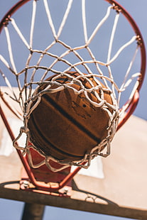 баскетбол, баскетбольная сетка, мяч, HD обои HD wallpaper
