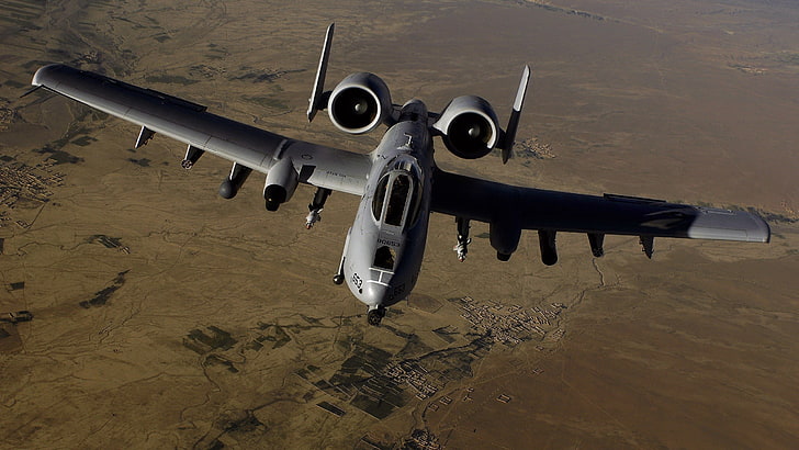 gray airplane, jet fighter, aircraft, airplane, Fairchild Republic A-10 Thunderbolt II, military aircraft, HD wallpaper