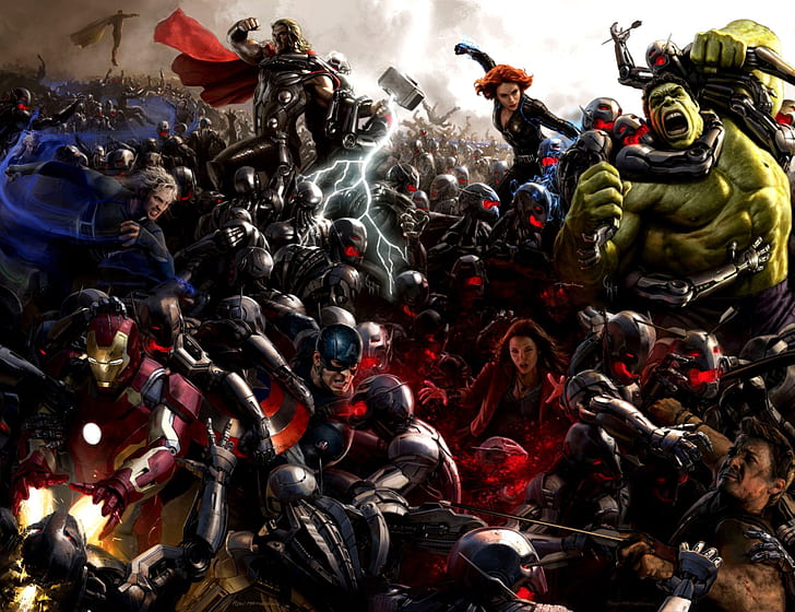 Los Vengadores, Hulk, Black Widow, Tony Stark, Thor, Capitán América, Hawkeye, Ultron, Quicksilver, Scarlet Witch, los Vengadores, Hulk, Black Widow, Tony Stark, Thor, Capitán América, Hawkeye, Ultron, Quicksilver, Scarlet Witch, Fondo de pantalla HD