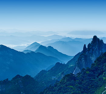 Stock, Foggy, Mountains, Huawei Mate 10, Day time, HD wallpaper HD wallpaper