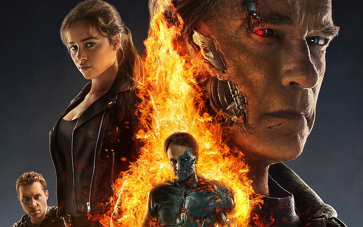 Affiche Terminator Genisys 2015, illustration Terminator, films, films hollywoodiens, Hollywood, 2015, Arnold Schwarzenegger, Fond d'écran HD