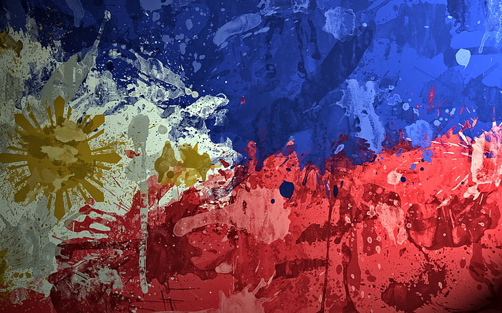 Philippine flag painting, philippines, paint, background, texture, spot, HD wallpaper